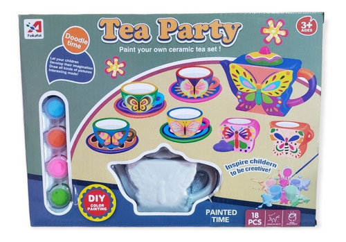 Set Tazas Te Party Cerámica Didactico Divertido