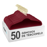 50 Ganchos Rojo Para Ropa Terciopelo Antideslizante Premium