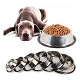 Plato Tazón Comida Agua Acero Inox Mascota Perro Gato 38 Cm