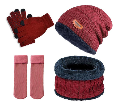 Gorro Bufanda Guantes Tejido Calcetín Frio Invierno Niños