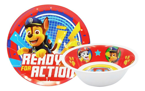 Juego De Platos Melamina 2 Pz Vajilla Paw Patrol Niña Color Paw Patrol Chase/rubble