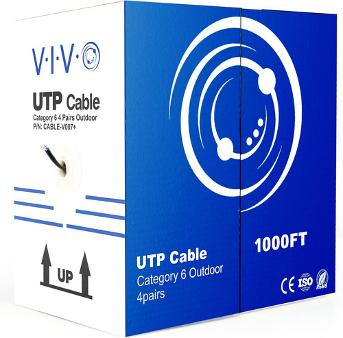 Cable Ethernet Vivo Black Cat6 A Granel De 1000 Pies, Cca, 2