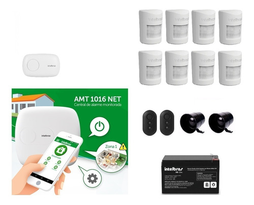 Kit Alarme Intelbras Amt 1016 Com App 8 Sensor Sem Fio Infra