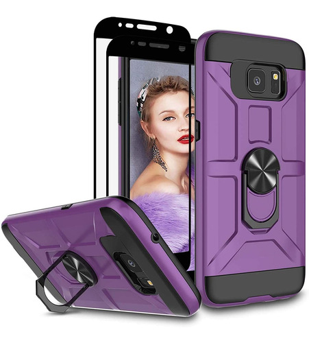 Funda Para Samsung Galaxy S7 -violeta Con Anillo + Protec...