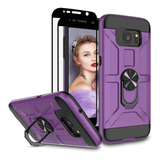 Funda Para Samsung Galaxy S7 -violeta Con Anillo + Protec...