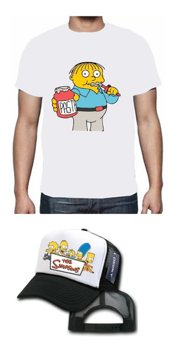 Combo Camiseta Y Gorra Los Simpsons Rafa Niños Y Adultos