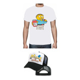 Combo Camiseta Y Gorra Los Simpsons Rafa Niños Y Adultos