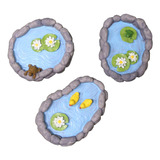 3 Pçs Mini Piscina De Água Ornamento Estátuas Ao Ar Livre