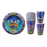 Sega Sonic Origins Mix 20 Pzas 10 Platos Pastel 10 Vasos Man