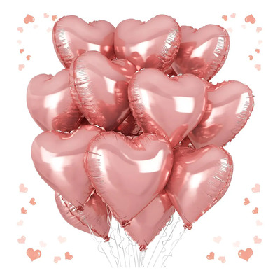 50pzs Globos Metálicos Corazón 18 PuLG Decoracion Fiesta Color Rose Gold | Meses sin interés