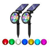 2 Luces Solares Para Jardín, 4 W, Tipo Estaca, Rgb, Multicol