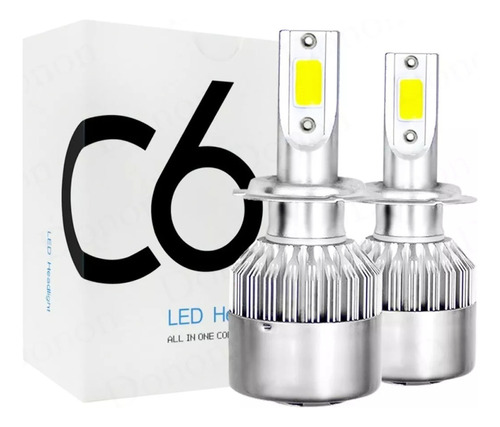 Kit Lâmpada Led Carro C6 H4/ H7/ H1 6000k Super Branca Xenon