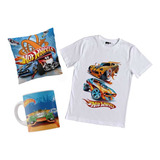 Remera Hot Wheels Autos Combo Con Taza Y Almohada