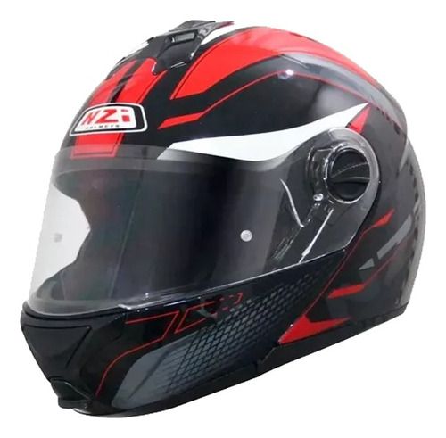 Casco Moto Nzi Rebatible Flippy Negro Full Motos Franco