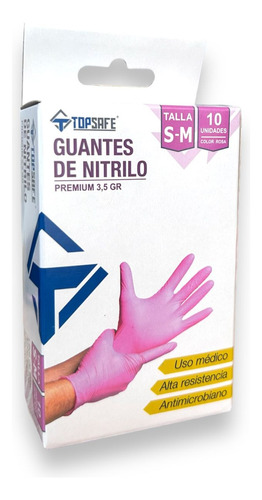 Mini Pack Guantes De Nitrilo Rosados Talla S - M 10 Unidades