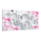 Quadro Decorativo Flores Borboletas Arcos Estilo 3d