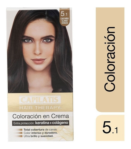  Kit Tintura Capilatis Hair Therapy Con Colágeno Y Keratina Tono 5.1 - Castaño Claro Ceniza