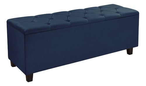 Recamier Báu Estofado 150cm Cama Box Casal Barcelona Azul