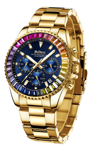 Reloj Dandy Ice Brillantes Diamond Lujo Dorado Lucky Agua!