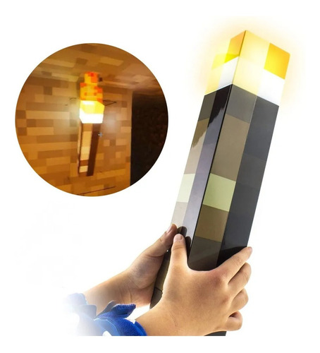 Lámpara Antorcha Minecraft Brownstone | Luz Nocturna Led De