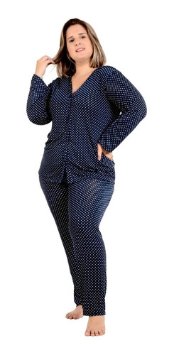 Pijama De Frio Feminino Plus Size Longo Inverno 56 58 60