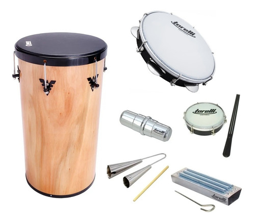 Kit De Instrumentos Tantan + Pandeiro 10 Torelli + Reco Reco