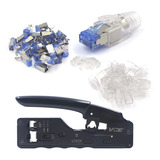 Conector Blindado Rj45 Cat6a Con Botas De Alivio De Tensión 