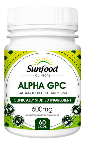 Alpha Gpc 300mg 60cáps Sunfood Memória Cognição Concentração