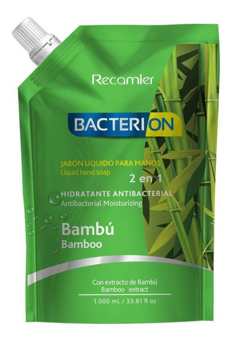 Bacterion Jabon Antibacterial Bambu 1000ml 