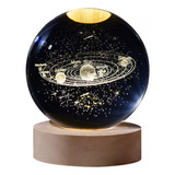 Lampara Nocturna 3d Bola De Cristal Sistema Solar Basemadera