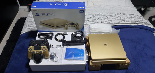 Playstation 4 Dourado Gold Limited Edition 1tb Na Caixa