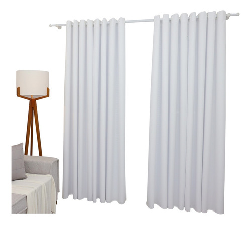 Cortina Veneza Dupla Oxford 4 Folhas 600x230 Sala/quarto Cor Branco