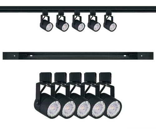 Kit Trilho Eletrificado 3m + 5 Spots Gu10 + Lâmpada Led