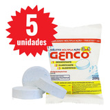 Kit 5 Pastilhas De Cloro Para Piscina Genco 3 Em 1 C/200g