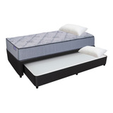 Sommier 1 1/2 Marinero Cama 90 Negro Ecocuero Inducol Onix