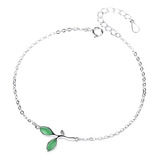 Pulsera Brazalete Rama Hojas De Peridoto Plata S925 