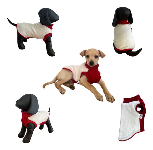 Sueter De Felpa Para Mascotas Perros Y Gatos Rojo Y Blanco