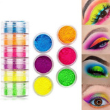 Set De 6 Sombras Pigmentos Neon Polvo Maquillaje Ojos