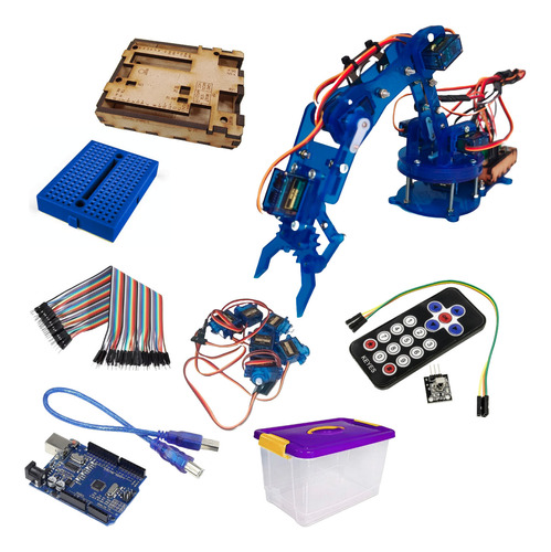 Brazo Robotico Kimo Kit Control Remoto + Arduino Uno - Azul