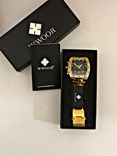 Relógio Wwoor Masculino Luxo Quartzo - Usado Gold / Black 