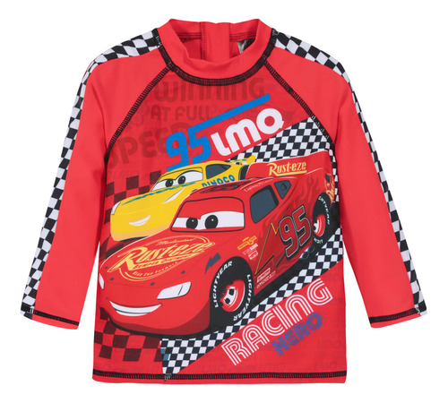 Bebe Niño Polera Uv+50 Cars Racing Disney Rojo