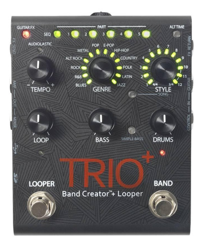 Pedal De Efecto Digitech Trio+ Band Creator + Looper  Negro