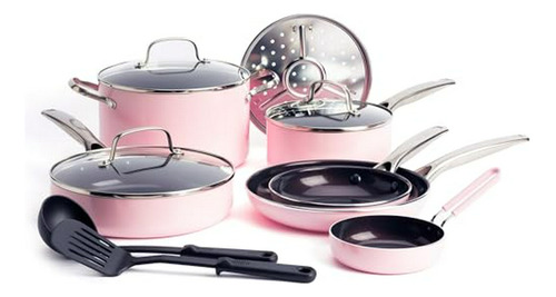 Set De Cocina De Cerámica Antiadherente (color Rosa)