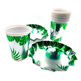 Kit Vasos Y Platos Plateado Selva X10 Personas