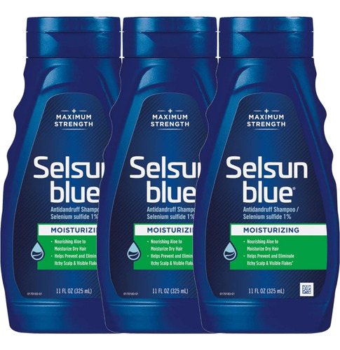 3 Pack Shampoo Selsun Blue Moisturizing 325ml C/u Importado