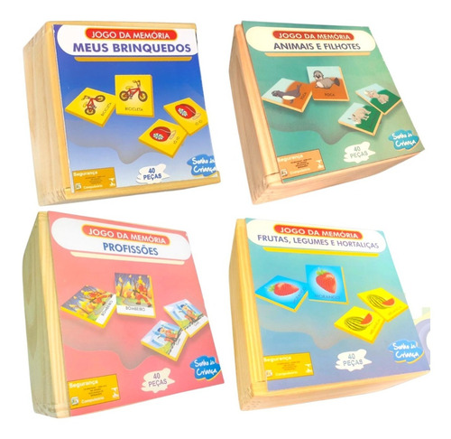 Jogos Da Memória Kit 4 Jogos Infantil Didático Educativos