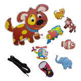 Brinquedo Educativo Em Madeira Alinhavo Animais Ou Objetos Cor Elefante
