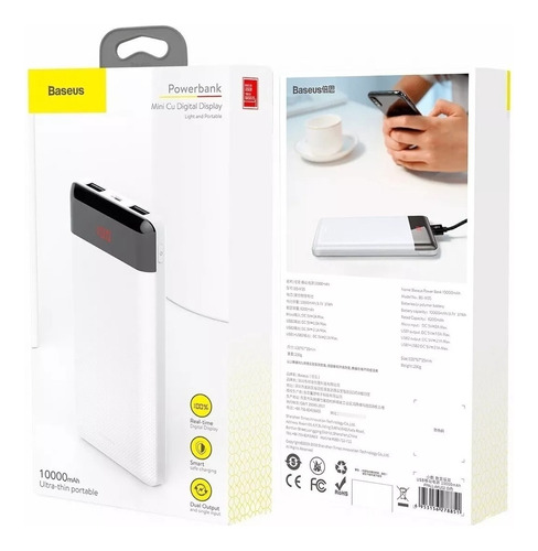 Carregador Portátil Power Bank Mini Digital 10000mah Baseus 