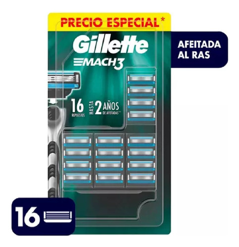 Gillette Mach3 16 Repuestos Para Afeitar/rasurar