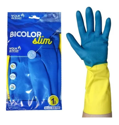 Luva De Limpeza Casa Latex Bicolor Antiderrapante Cano Longo